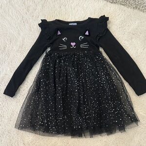 Black Cat Face Kids Dress